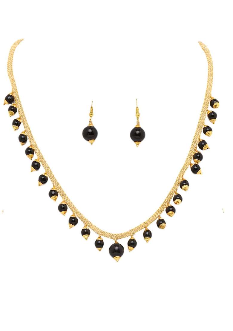 Black Gold Plated Brass Jewellery Set - Indya