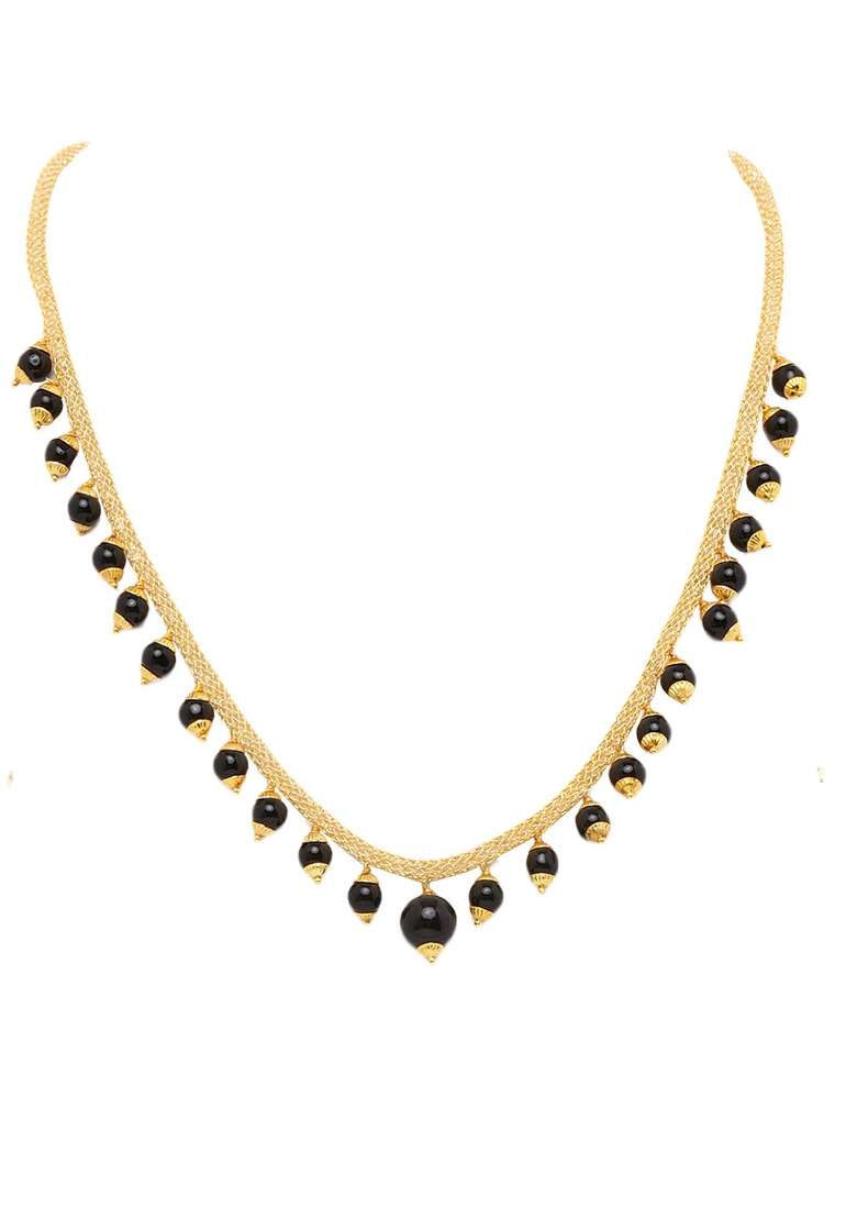 Black Gold Plated Brass Jewellery Set - Indya