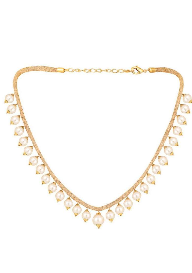 White Gold Plated Brass Jewellery Set - Indya