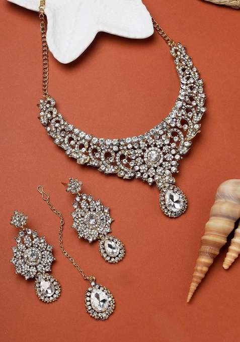 White Gold Plated Brass Jewellery Set