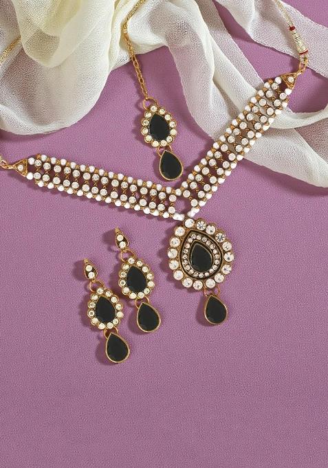Black Gold Plated Brass Jewellery Set