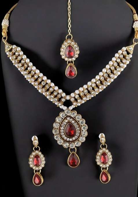 Red Gold Plated Brass Jewellery Set