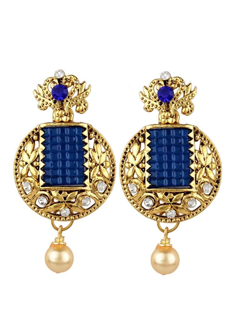 Blue Gold Plated Brass Jewellery Set - Indya