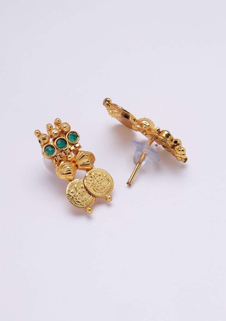 Green Gold Plated Brass Jewellery Set - Indya