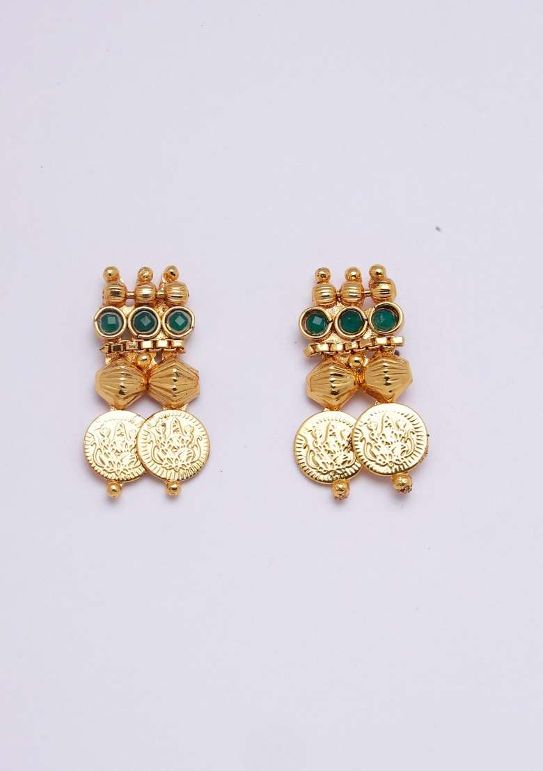 Green Gold Plated Brass Jewellery Set - Indya