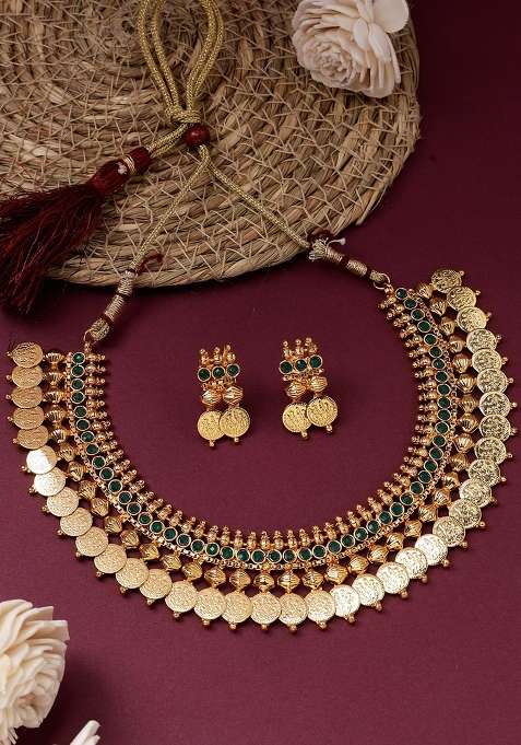Green Gold Plated Brass Jewellery Set