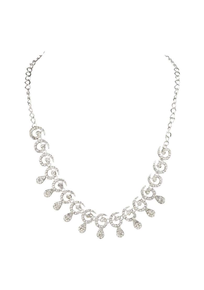 White Silver Plated Brass Jewellery Set - Indya