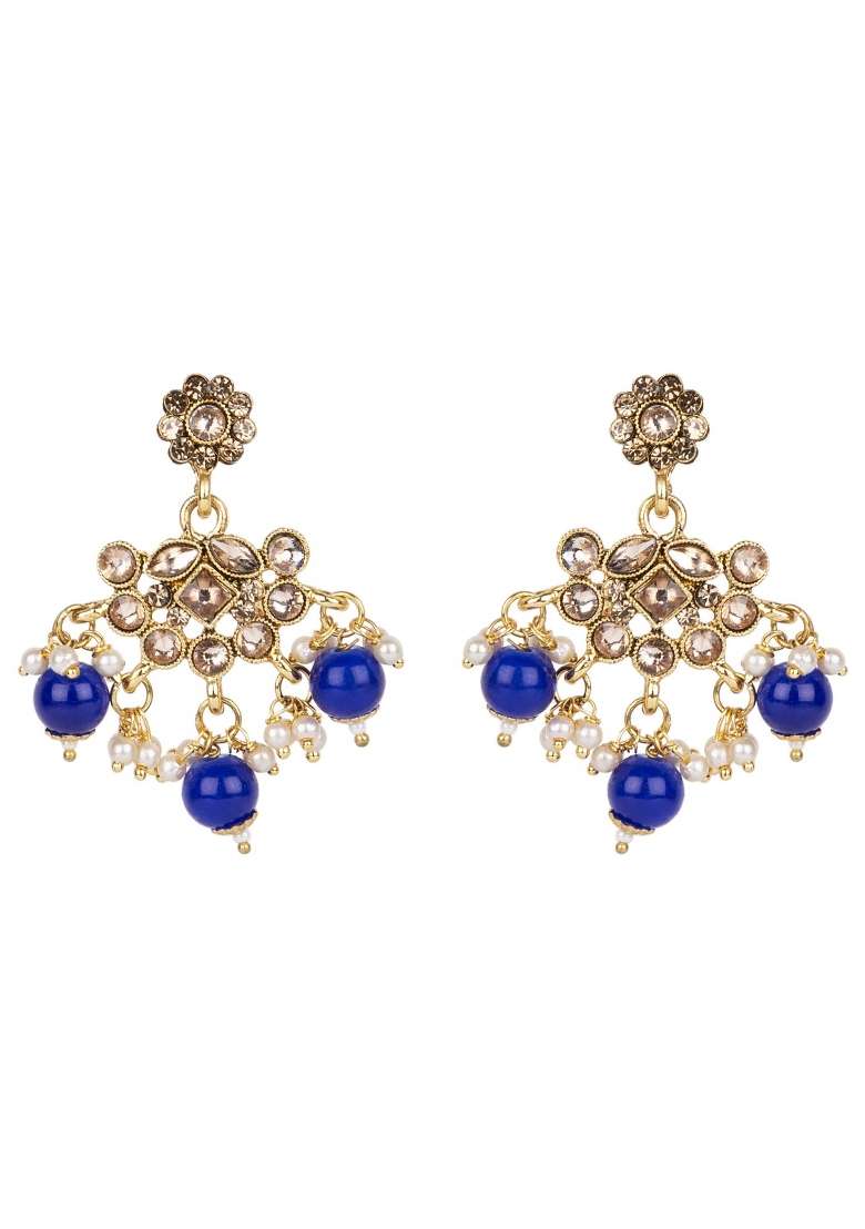 Blue Gold Plated Brass Jewellery Set - Indya