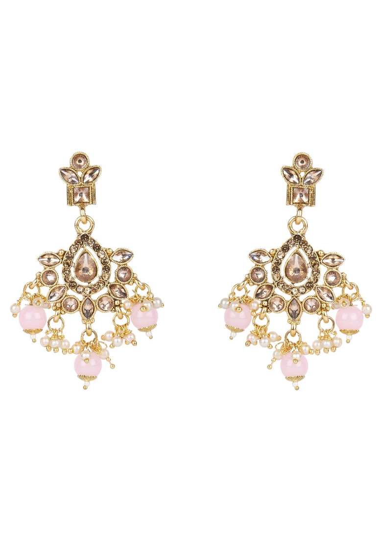 Pink Gold Plated Brass Jewellery Set - Indya