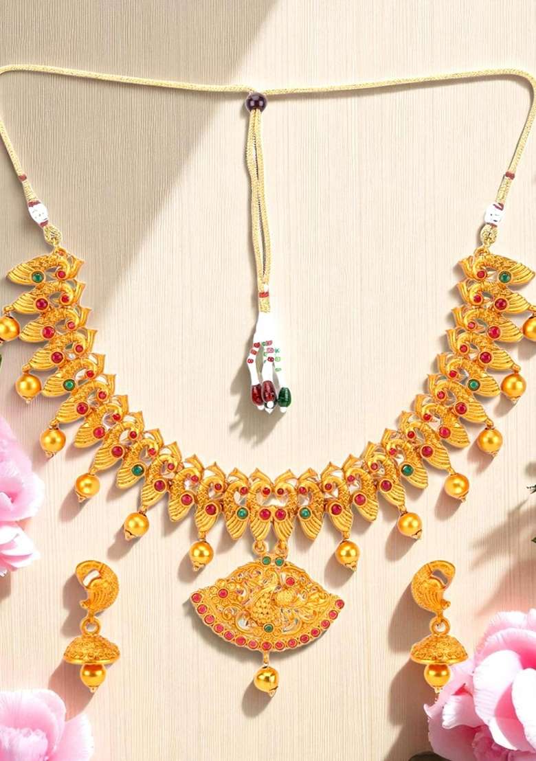 Gold Plated Brass Jewellery Set - Indya