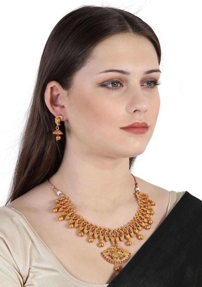 Gold Plated Brass Jewellery Set - Indya