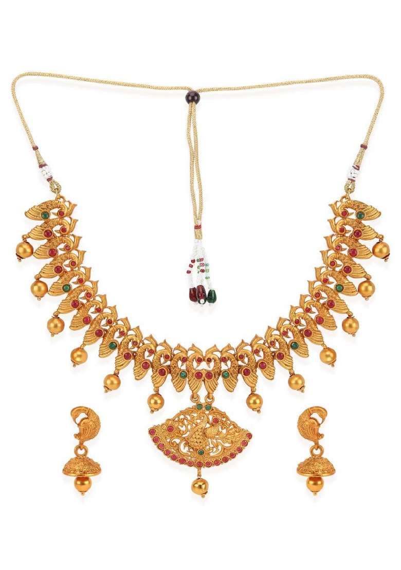Gold Plated Brass Jewellery Set - Indya
