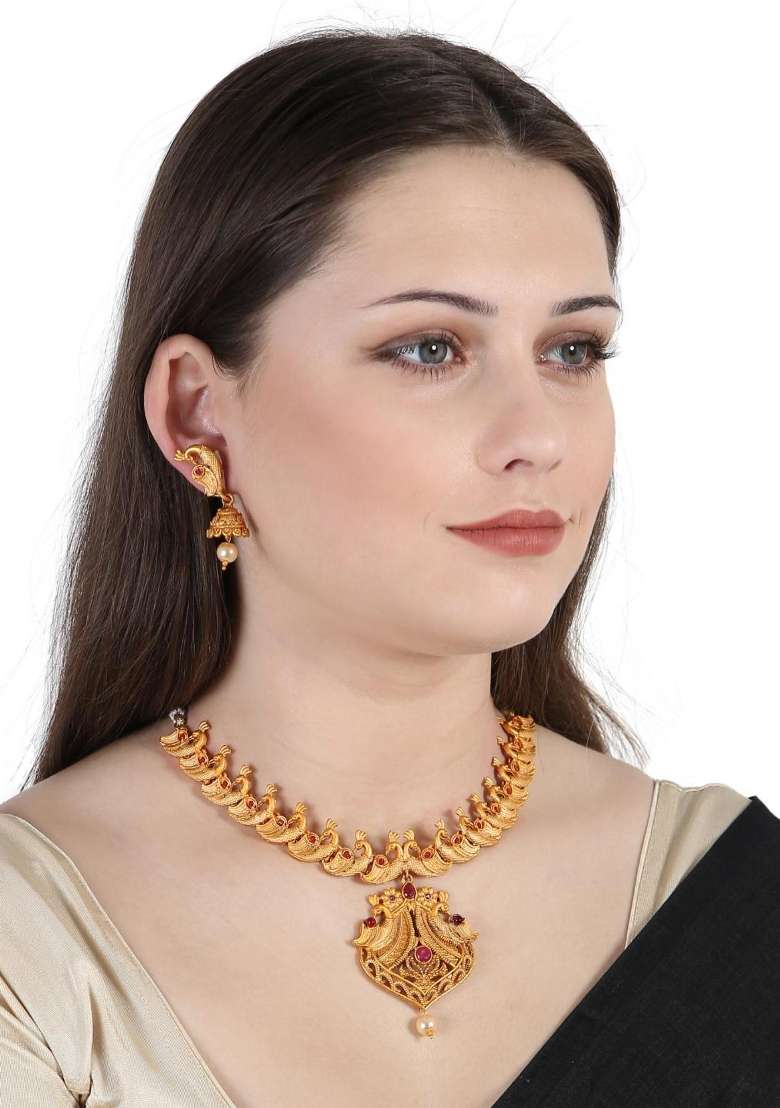Gold Plated Brass Jewellery Set - Indya