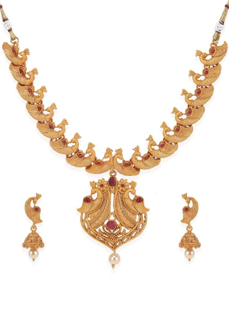 Gold Plated Brass Jewellery Set - Indya