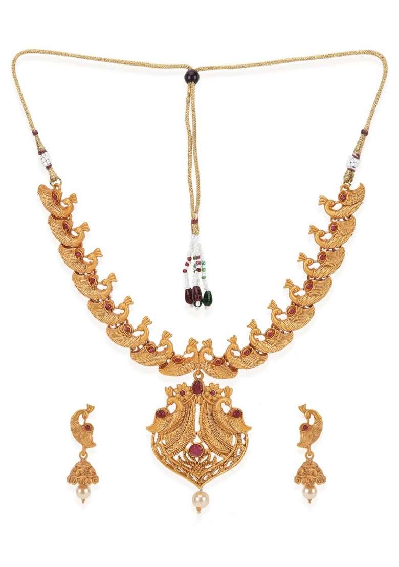 Gold Plated Brass Jewellery Set - Indya