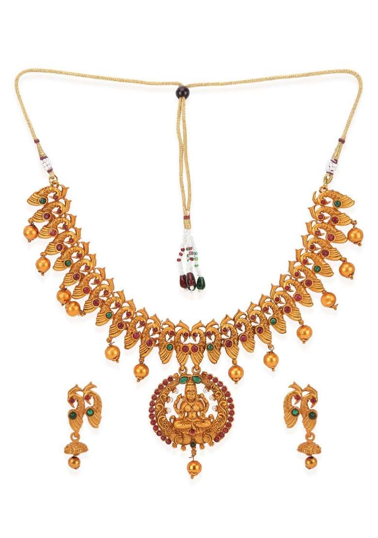 Gold Plated Brass Jewellery Set - Indya