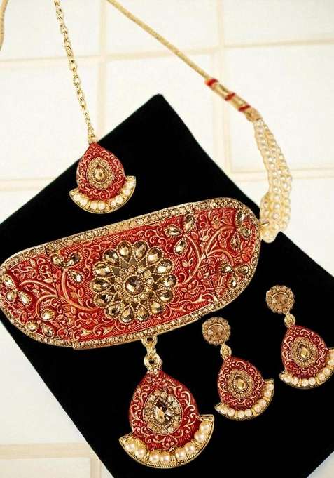 Red Gold Plated Brass Jewellery Set