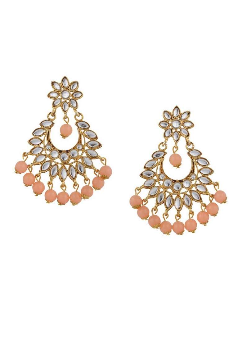 Peach Gold Plated Brass Jewellery Set - Indya