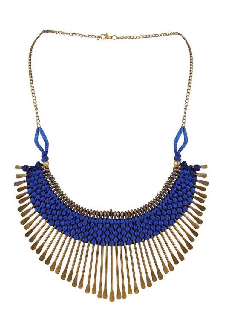 Blue Gold Plated Brass Jewellery Set - Indya