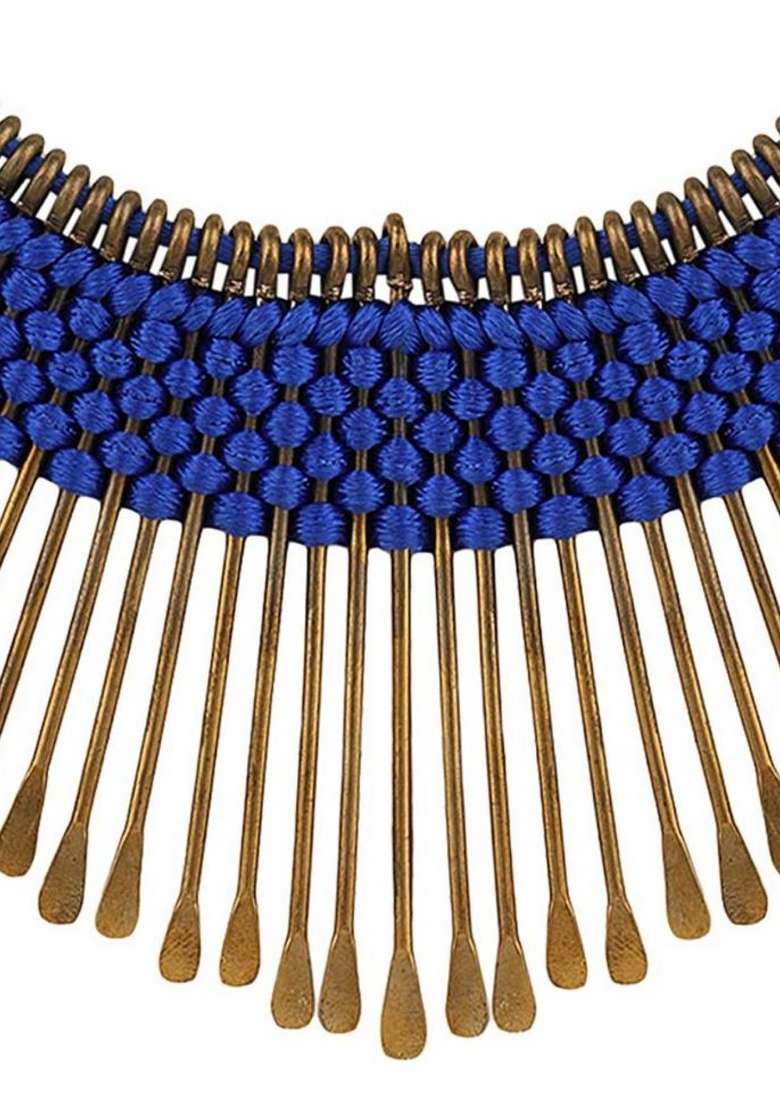Blue Gold Plated Brass Jewellery Set - Indya