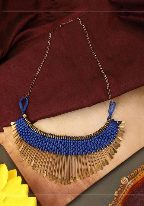 Blue Gold Plated Brass Jewellery Set