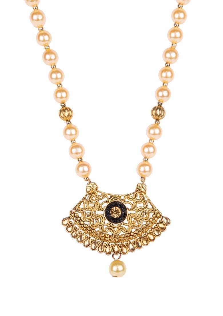 Black Gold Plated Brass Jewellery Set - Indya