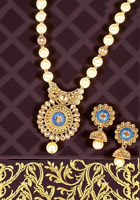 Blue Gold Plated Brass Jewellery Set