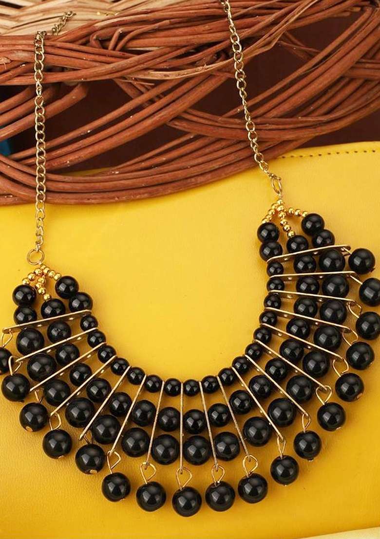 Black Gold Plated Brass Jewellery Set - Indya