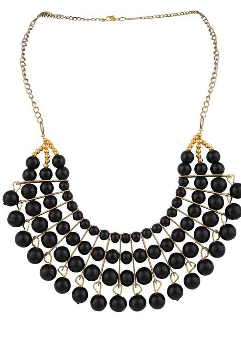 Black Gold Plated Brass Jewellery Set - Indya