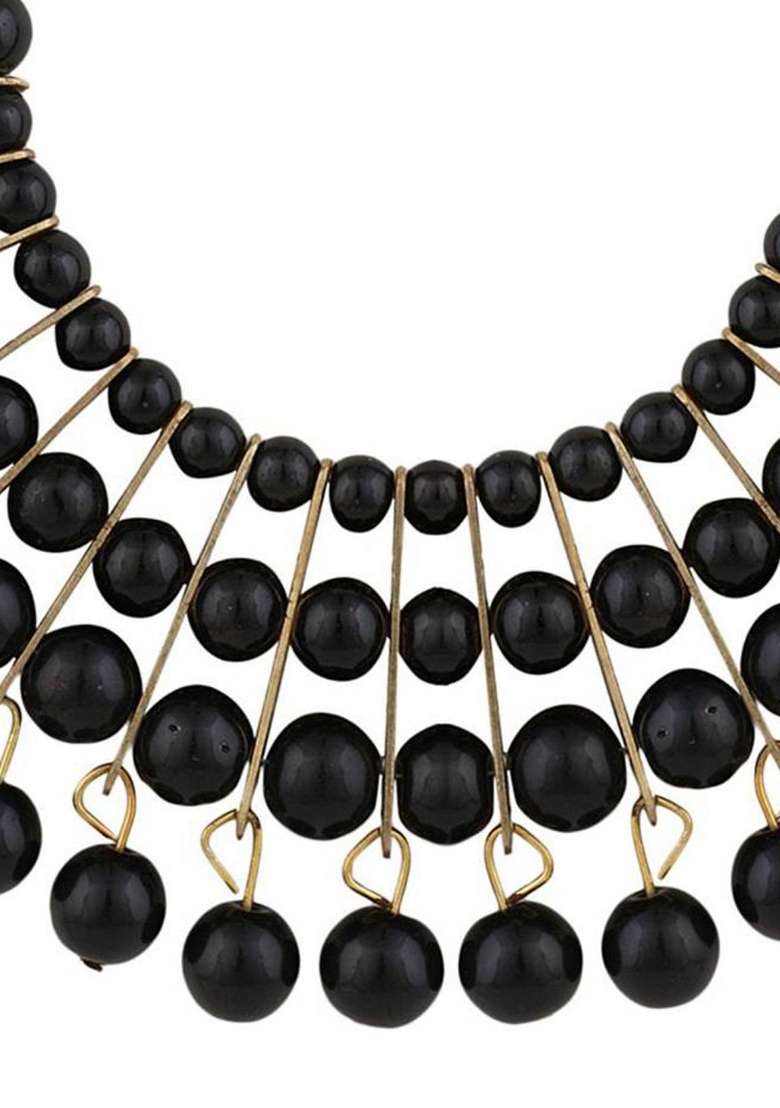 Black Gold Plated Brass Jewellery Set - Indya