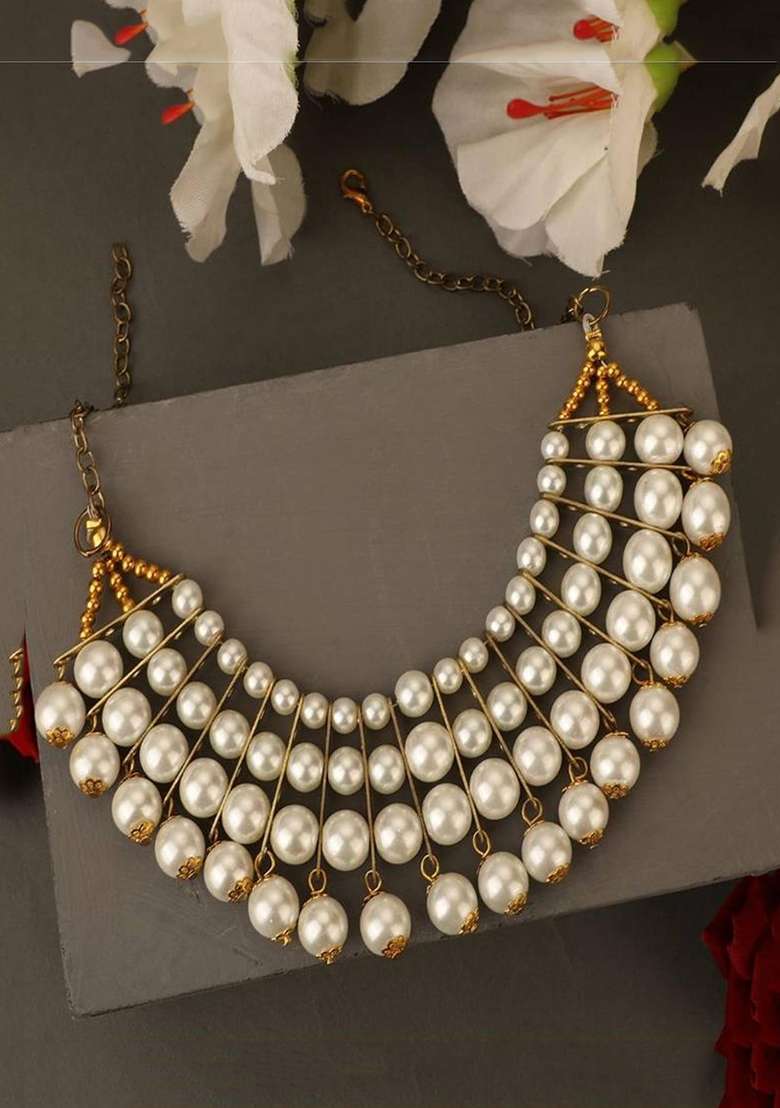 White Gold Plated Brass Jewellery Set - Indya