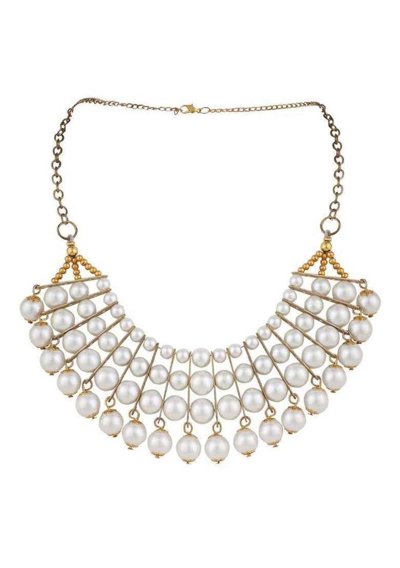 White Gold Plated Brass Jewellery Set - Indya
