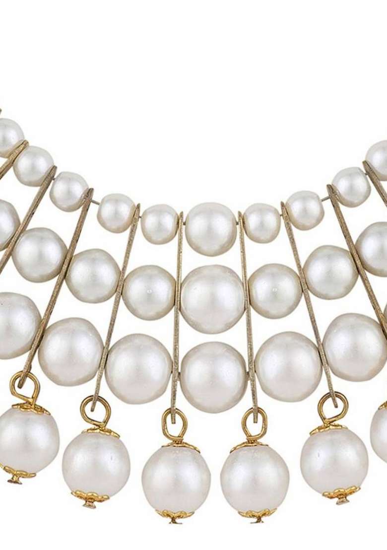 White Gold Plated Brass Jewellery Set - Indya