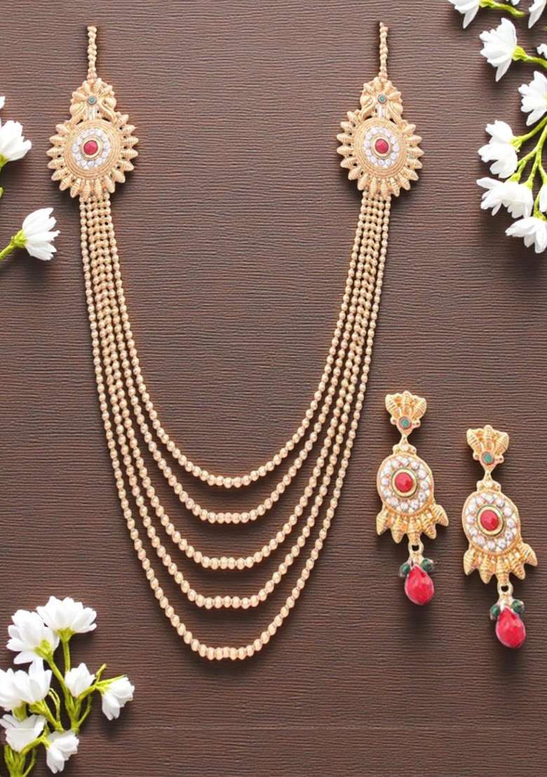 Gold Plated Brass Jewellery Set - Indya
