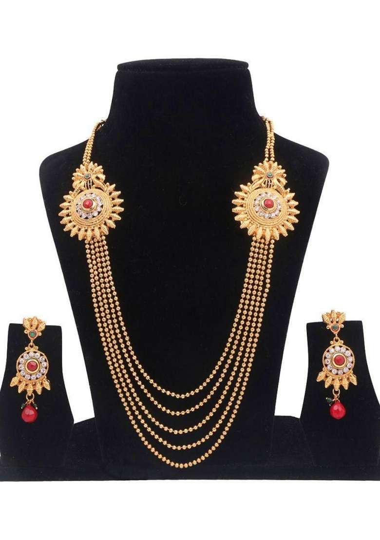 Gold Plated Brass Jewellery Set - Indya