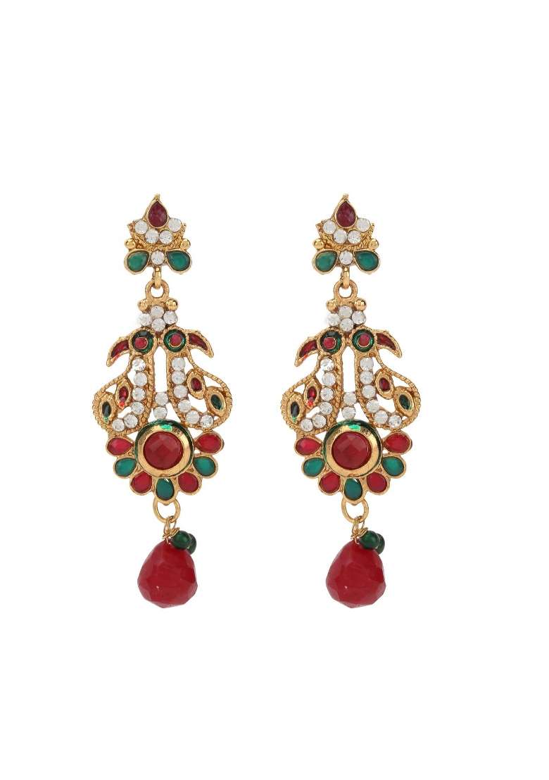 Multicolor Gold Plated Brass Jewellery Set - Indya