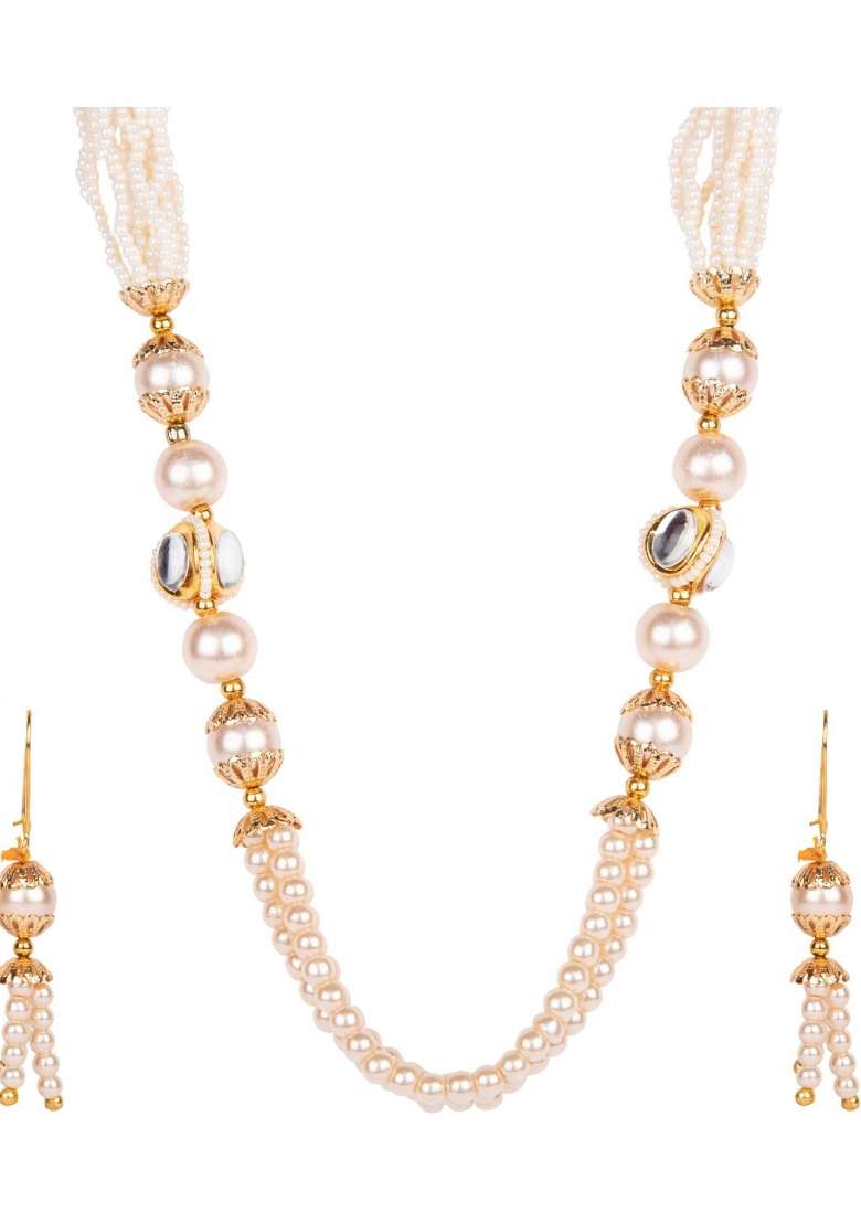 White Gold Plated Brass Jewellery Set - Indya
