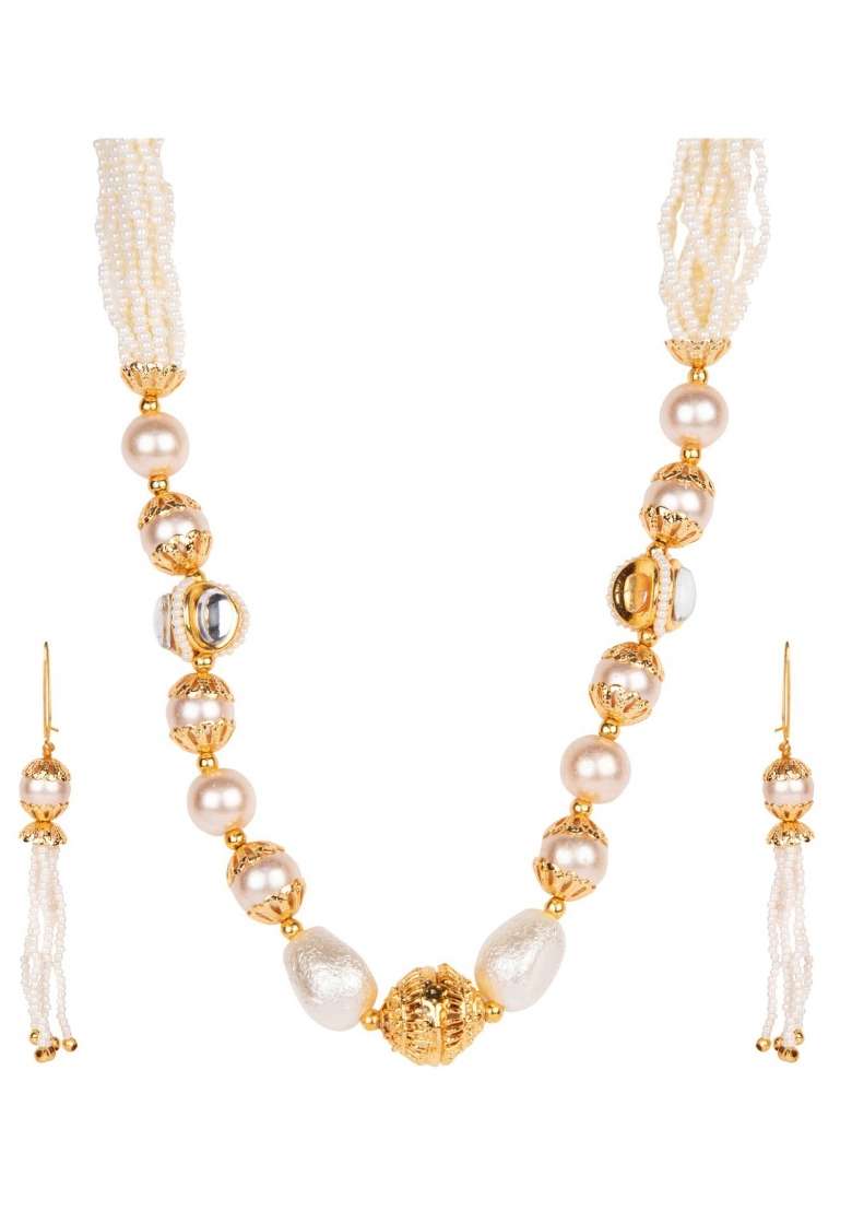 White Gold Plated Brass Jewellery Set - Indya