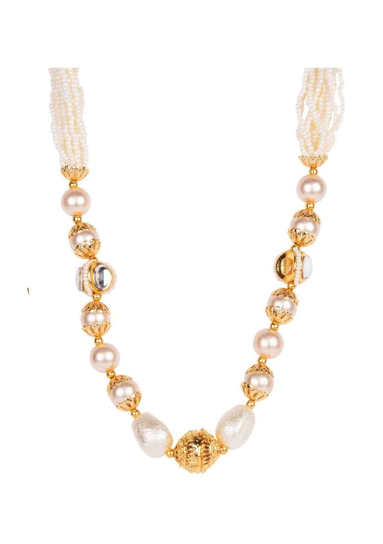 White Gold Plated Brass Jewellery Set - Indya