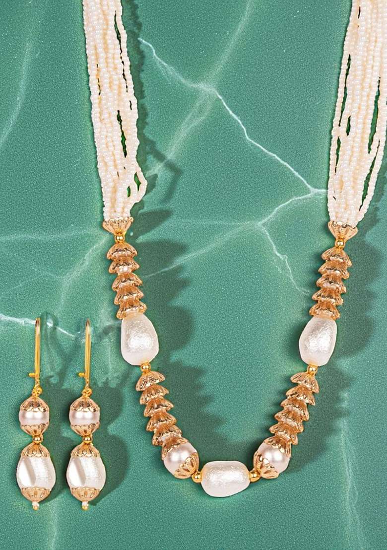 White Gold Plated Brass Jewellery Set - Indya