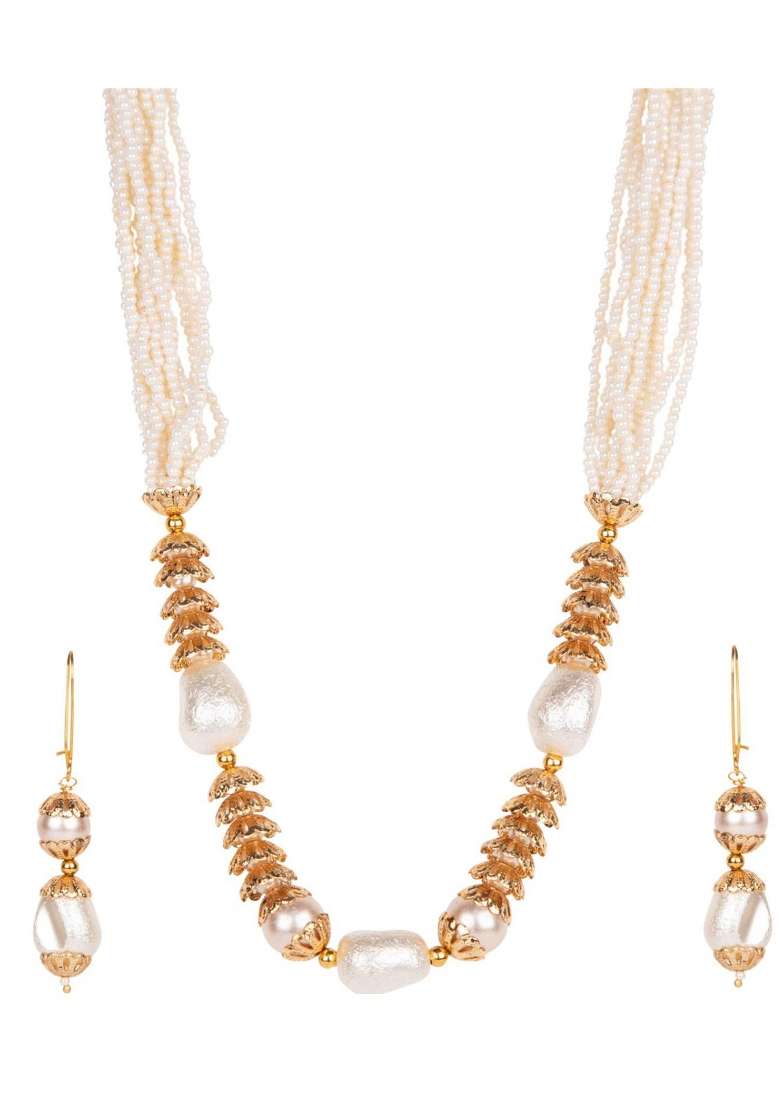 White Gold Plated Brass Jewellery Set - Indya