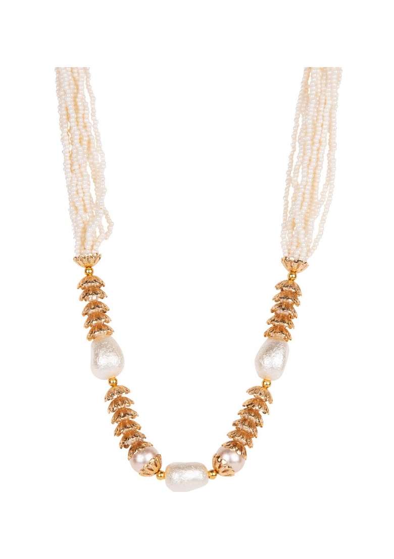 White Gold Plated Brass Jewellery Set - Indya