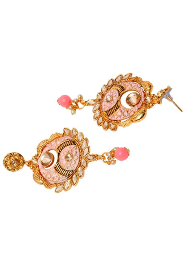 Pink Gold Plated Brass Jewellery Set - Indya