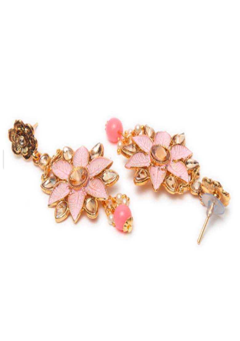 Pink Gold Plated Brass Jewellery Set - Indya