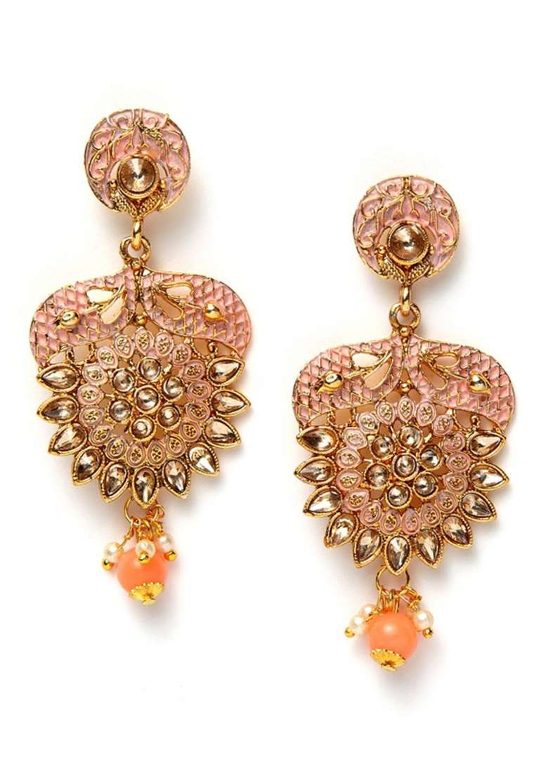 Orange Gold Plated Brass Jewellery Set - Indya