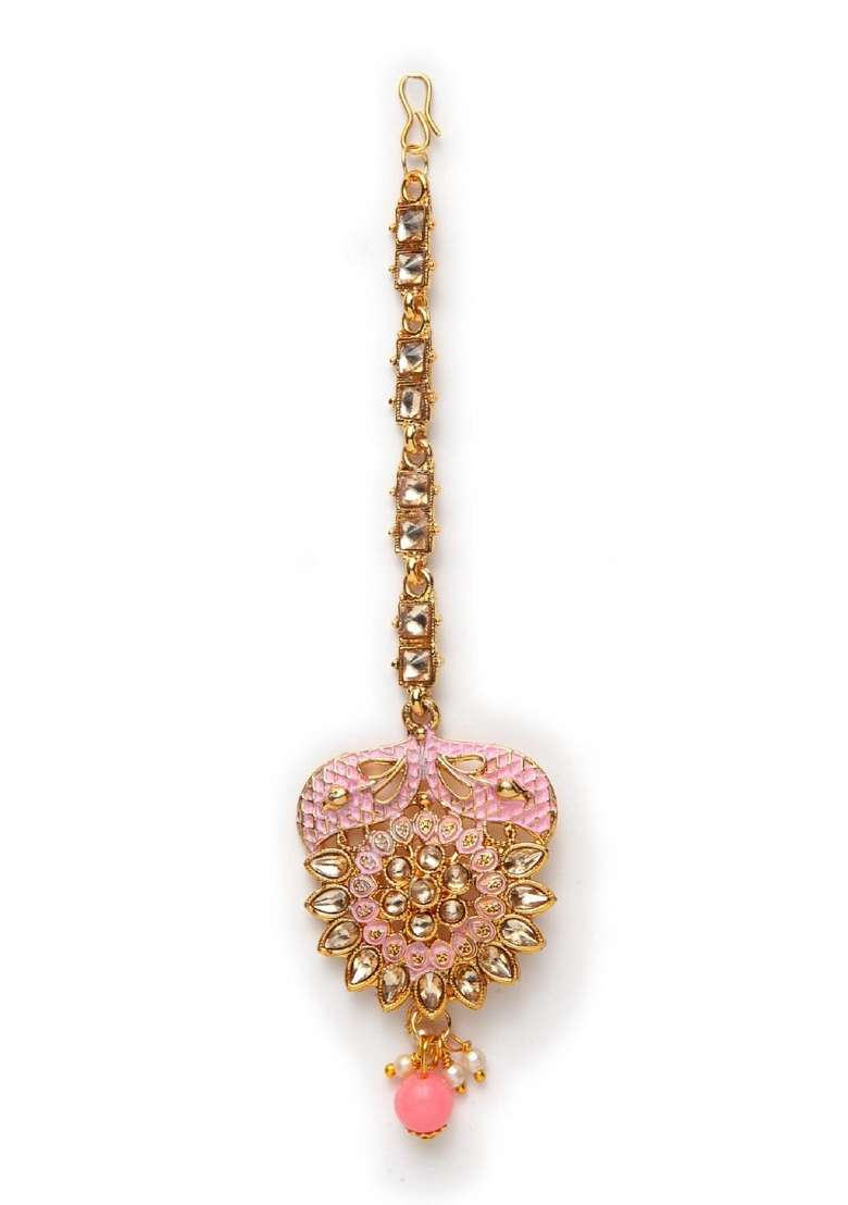 Pink Gold Plated Brass Jewellery Set - Indya