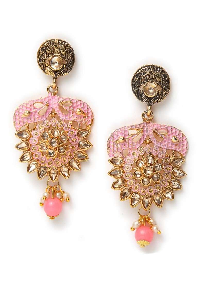 Pink Gold Plated Brass Jewellery Set - Indya