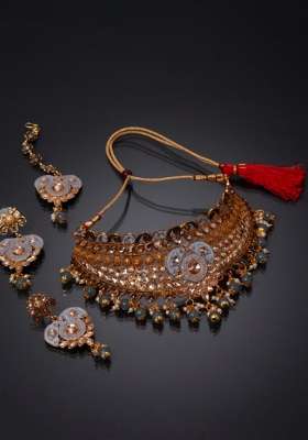 Grey Gold Plated Brass Jewellery Set