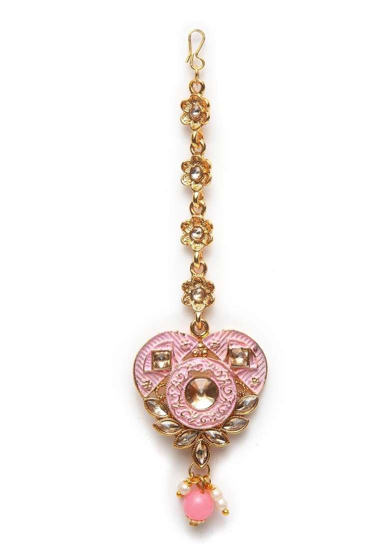 Pink Gold Plated Brass Jewellery Set - Indya
