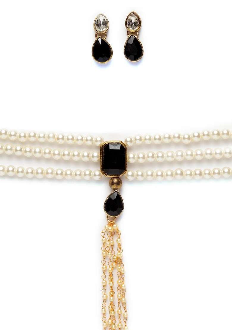 Black Gold Plated Brass Jewellery Set - Indya